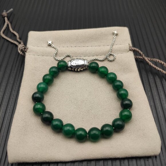 David Yurman 8MM retractable green agate series bracelet - Picture 2 of 8